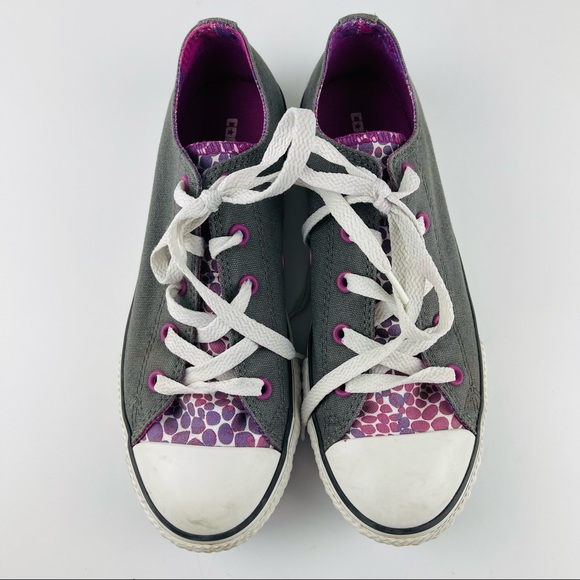 Converse All Star Kids Shoes Size 4 Purple and Gray - Picture 5 of 9
